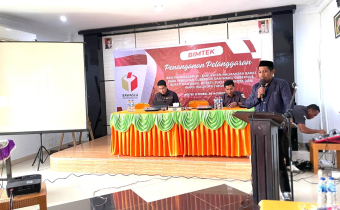 Sambutan Anggota Bawaslu Kabupaten Halmahera Barat Saat membuka Kegiatan Bimtek